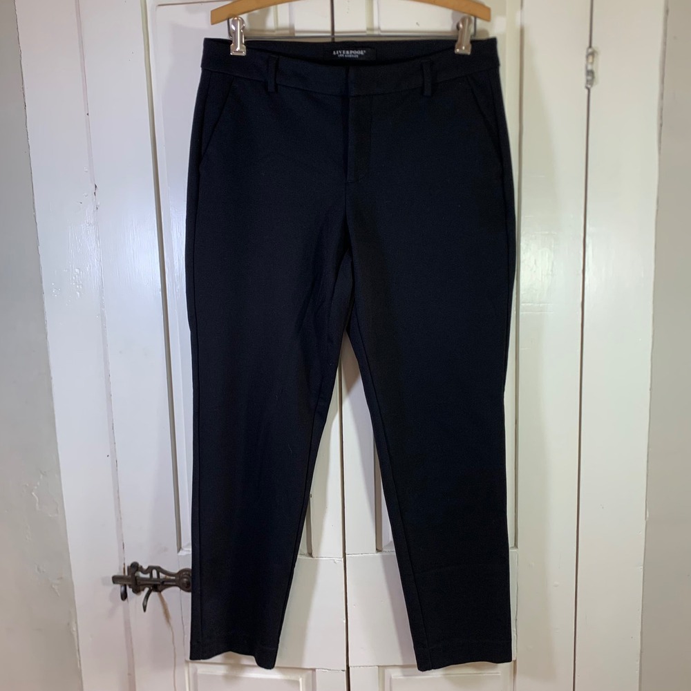 Liverpool Los Angeles Black Ankle Trousers Slim Fit Stretch Pants 10/30 Office
